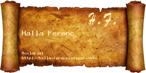 Halla Ferenc névjegykártya